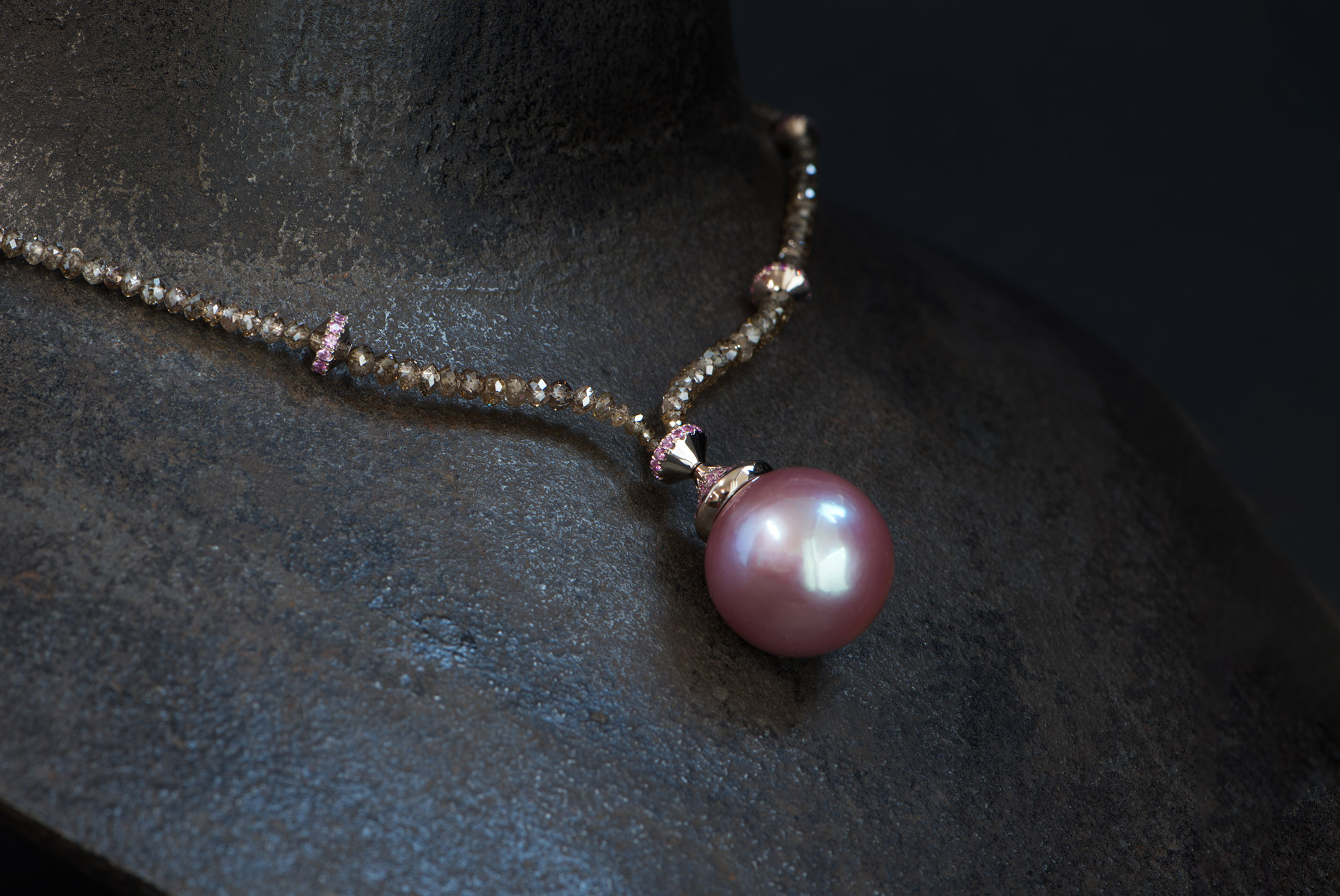 Perlen Schmuck Handmade Swissmade Perlenkette Pink Ming Perle Audrey Safir Edison Suesswasserperlen China