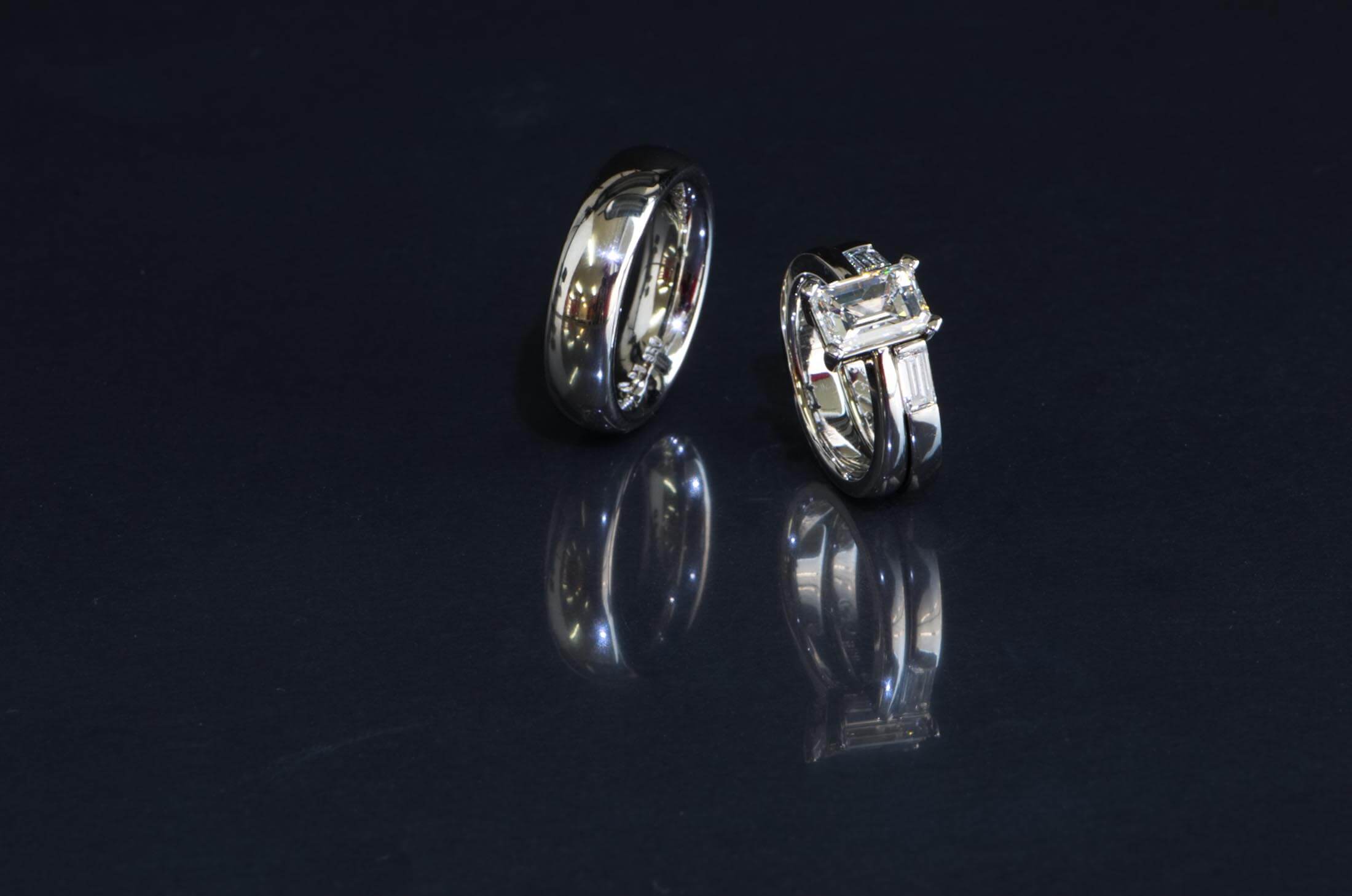 5 Atelier Tessa Goldschmied Lachen Zuerichsee Platinschmuck Ring Mit Diamant Emerald Cut Platin Ehering Trauring Verlobungsring Engagementring